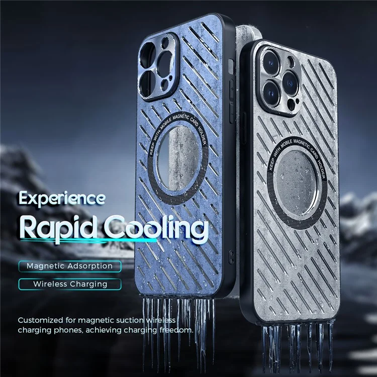R-just RJ57 Para Iphone 12 Pro Max Disipación de Calor Hollow Metal+TPU Case de Teléfono Compatible Con Magsafe - Plata