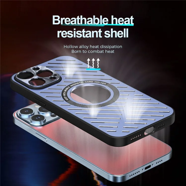 R-just RJ57 Para Iphone 12 Pro Max Disipación de Calor Hollow Metal+TPU Case de Teléfono Compatible Con Magsafe - Plata
