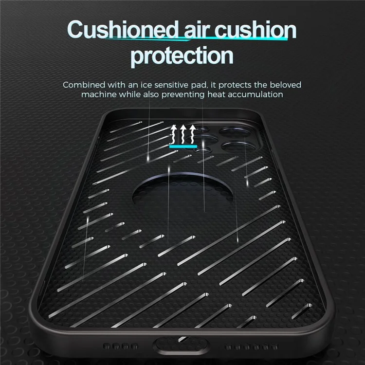 R-just RJ57 Para Iphone 12 Pro Max Disipación de Calor Hollow Metal+TPU Case de Teléfono Compatible Con Magsafe - Plata
