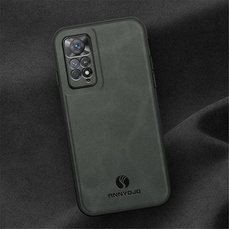 ANNYOJO For Xiaomi Redmi Note 11 Pro 4G (Mediatek) / Note 11 Pro 5G (Qualcomm) PU Leather+PC+TPU Phone Protector Case with Car Mount Metal Sheet - Green