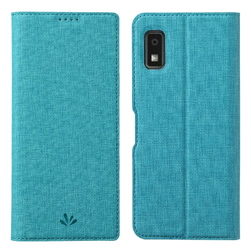 VILI DMX Series PU Leather Phone Case for Sharp Aquos Wish3  , Card Slots Stand Protective Phone Cover - Blue