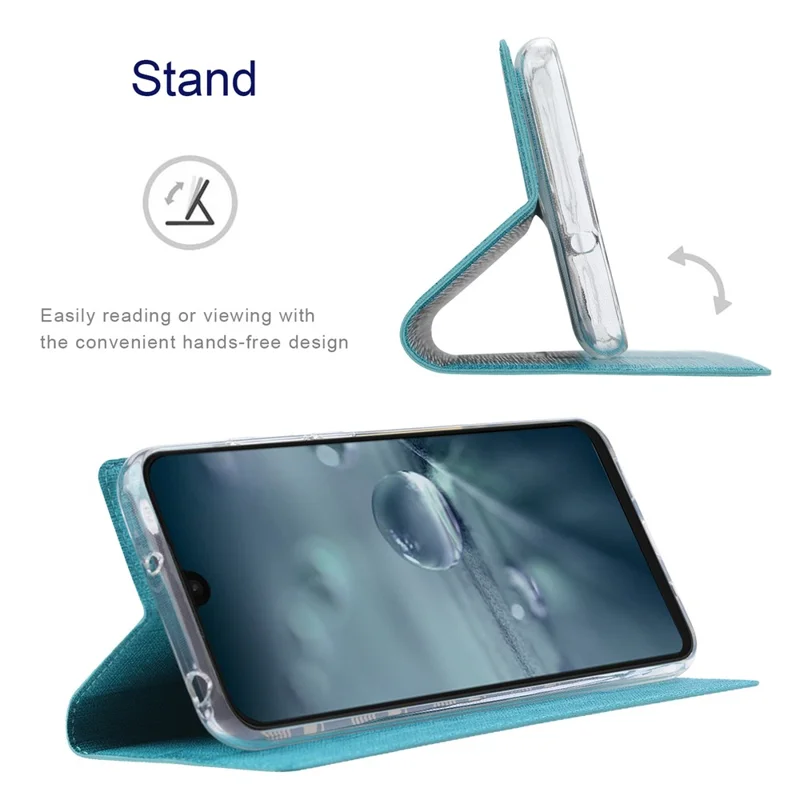 VILI DMX Series PU Leather Phone Case for Sharp Aquos Wish3  , Card Slots Stand Protective Phone Cover - Blue