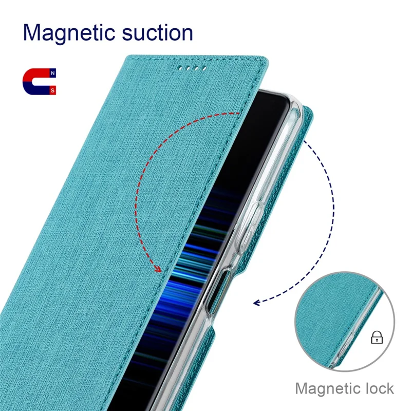 VILI DMX Series PU Leather Phone Case for Sharp Aquos Wish3  , Card Slots Stand Protective Phone Cover - Blue