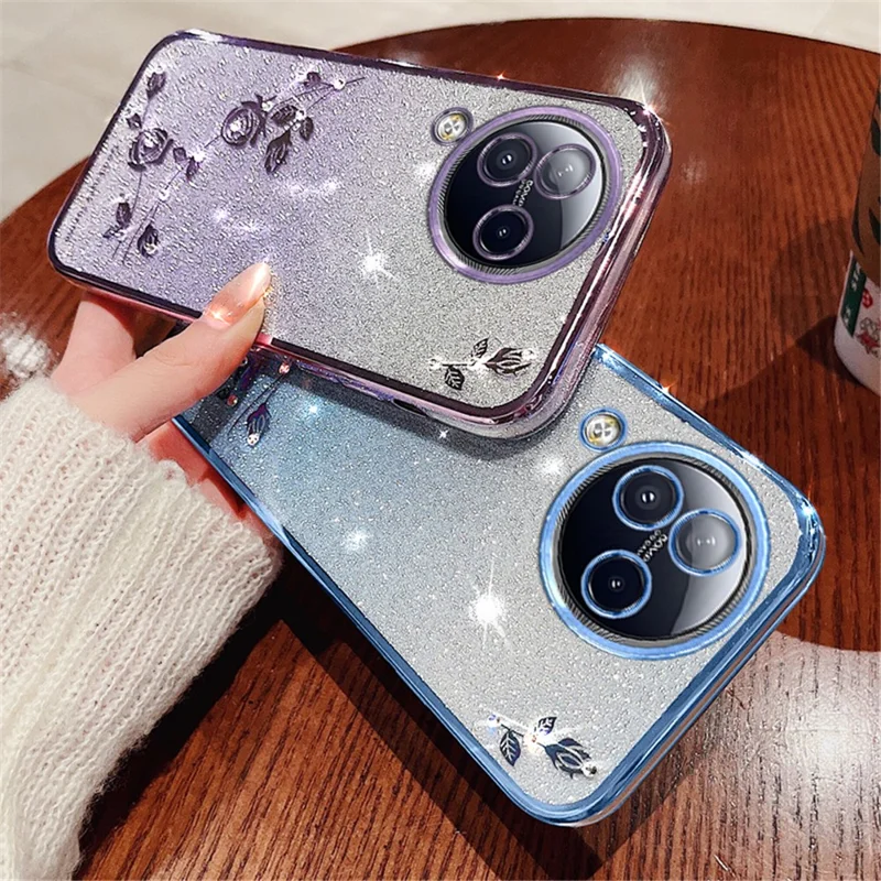 KADEM Per Xiaomi Civi 3 5G Custodia Protettiva in TPU con Fiori di Strass - Viola