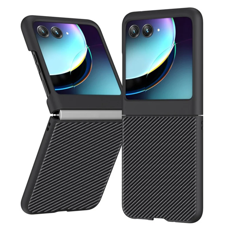 Per Motorola Razr 40 Ultra 5G Custodia Antiurto per Telefono in Fibra di Carbonio - Nero