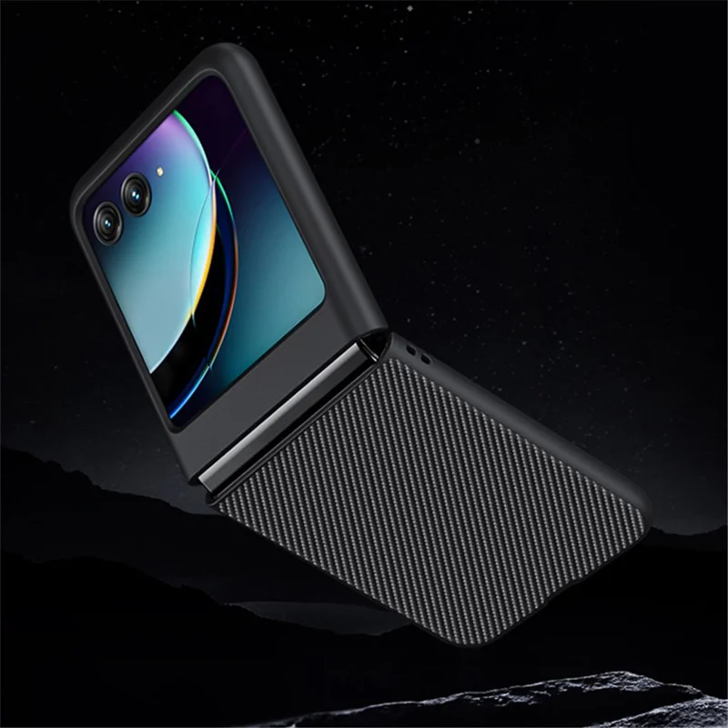 Per Motorola Razr 40 Ultra 5G Custodia Antiurto per Telefono in Fibra di Carbonio - Nero