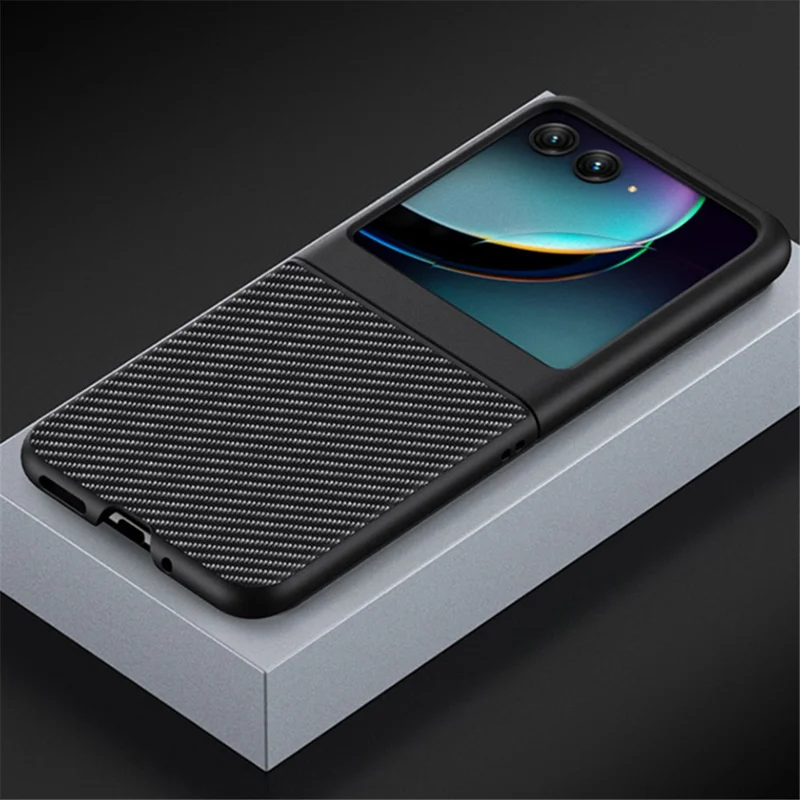 Per Motorola Razr 40 Ultra 5G Custodia Antiurto per Telefono in Fibra di Carbonio - Nero