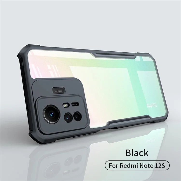 XUNDD Per Xiaomi Redmi Note 12S 4G Custodia Antigraffio Cover Trasparente Acrilica+TPU - Nero