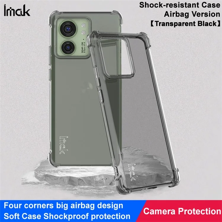 IMAK для Motorola Edge 40 5G Clear TPU Чехол для телефона Airbag Anti-drop Задняя крышка телефона - Прозрачный черный