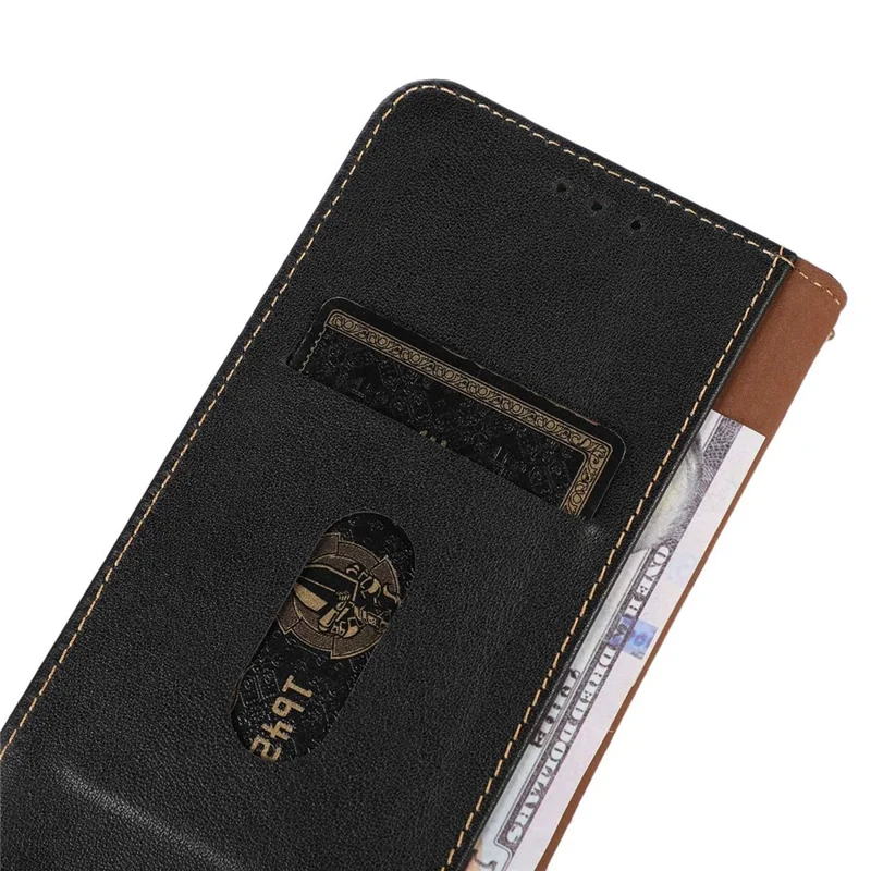 KHAZNEH Per iPhone 15 Anti-caduta RFID Blocking Wallet Phone Case Genuine Cow Leather Stand Cover - Nero