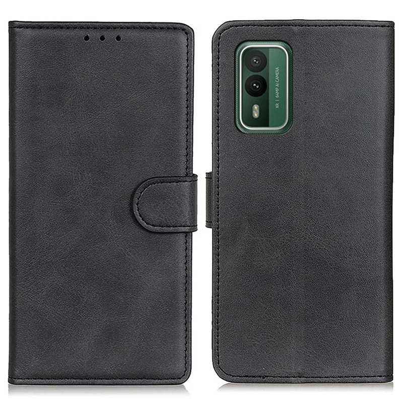 Phone Case for Nokia XR21 , Cowhide Texture PU Leather+TPU Foldable Stand Wallet Cover - Black