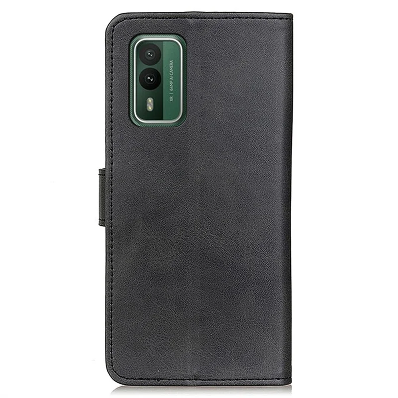 Phone Case for Nokia XR21 , Cowhide Texture PU Leather+TPU Foldable Stand Wallet Cover - Black
