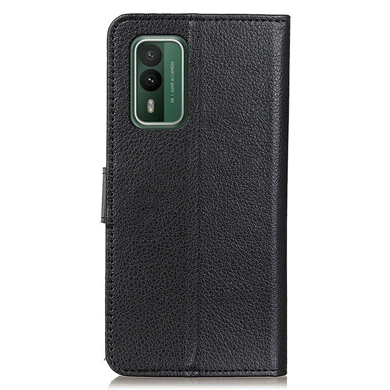 For Nokia XR21 Anti-Scratch Phone Case Wallet Stand Litchi Texture PU Leather Protective Shell - Black