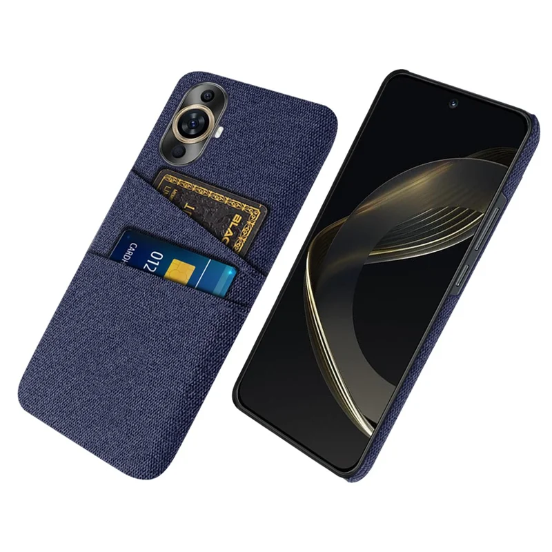 Dualer Kartenhalter-Handyhülle für Huawei nova 11 / nova 12s 4G / nova 12 Lite 4G, Schutzabdeckung aus PC + Stoff - Blau