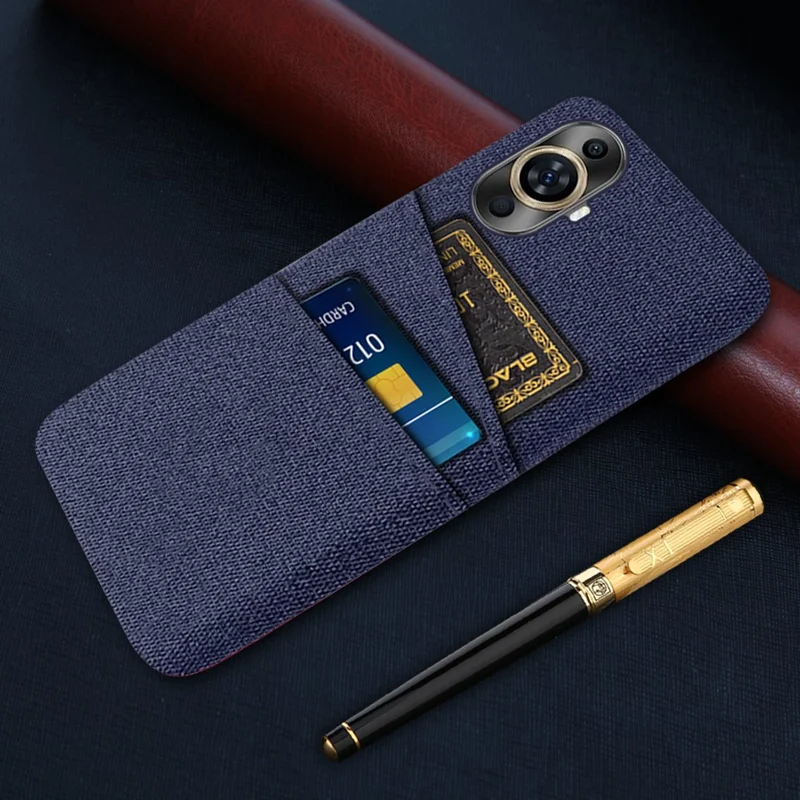Dualer Kartenhalter-Handyhülle für Huawei nova 11 / nova 12s 4G / nova 12 Lite 4G, Schutzabdeckung aus PC + Stoff - Blau