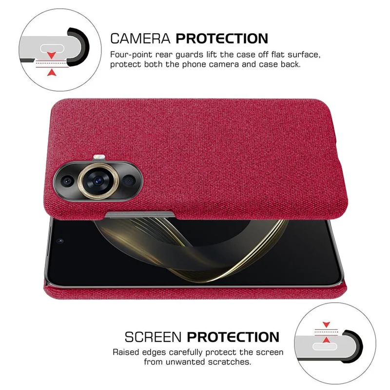 For Huawei nova 11 / nova 12s 4G / nova 12 Lite 4G Drop-proof Mobile Phone Case Cloth+Hard PC Phone Protective Cover - Red