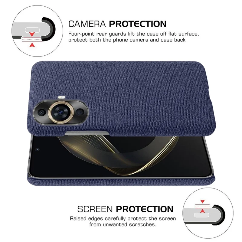For Huawei nova 11 / nova 12s 4G / nova 12 Lite 4G Drop-proof Mobile Phone Case Cloth+Hard PC Phone Protective Cover - Blue