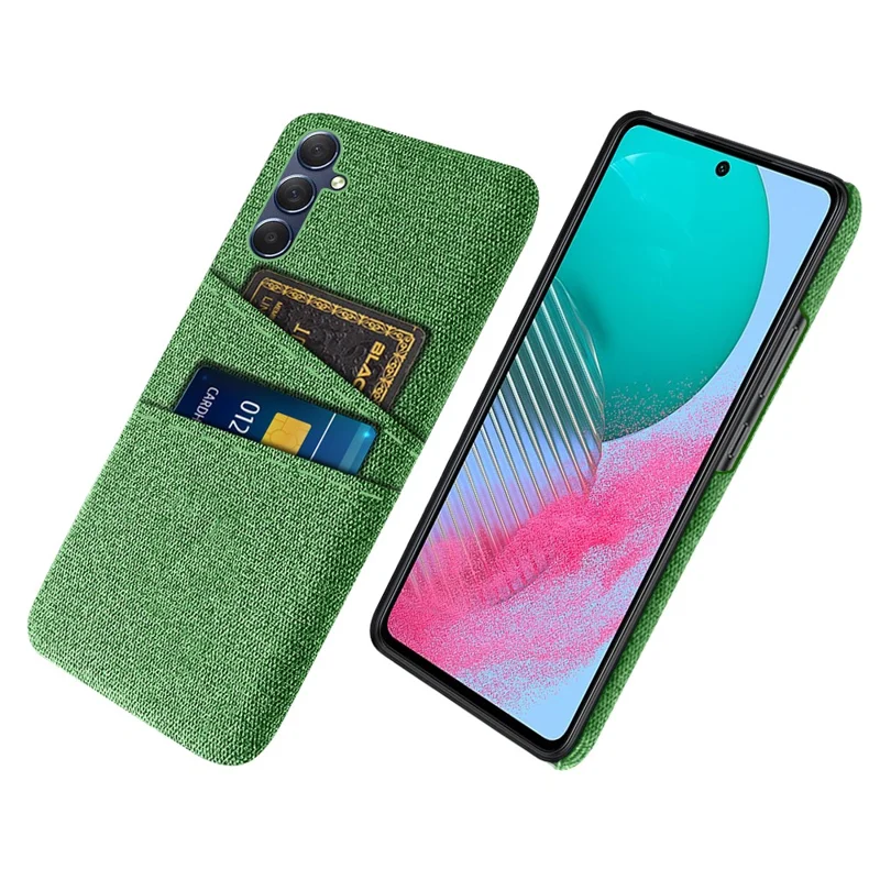 Capa de telefone para Samsung Galaxy M54 5G / F54 5G, PC + Pano Anti-queda Capa com Slots Duplos para Cartões - Verde