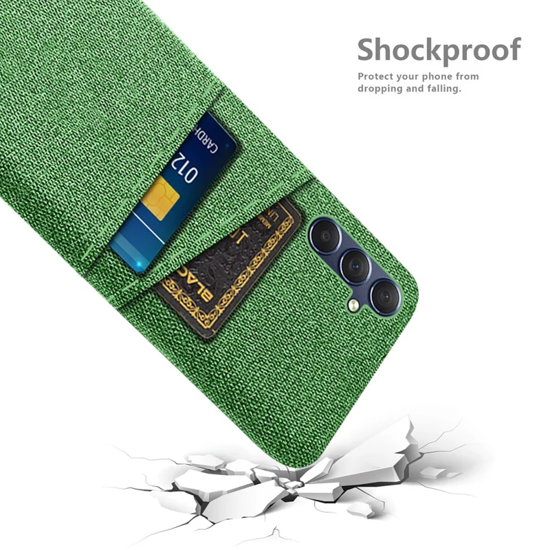 Capa de telefone para Samsung Galaxy M54 5G / F54 5G, PC + Pano Anti-queda Capa com Slots Duplos para Cartões - Verde
