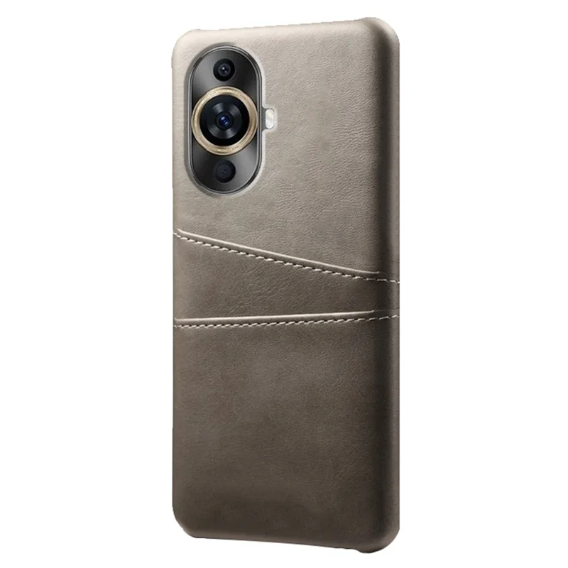 PU Leather+PC Case for Huawei nova 11 Pro / nova 11 Ultra , Shockproof Phone Cover with Dual Card Slots - Grey