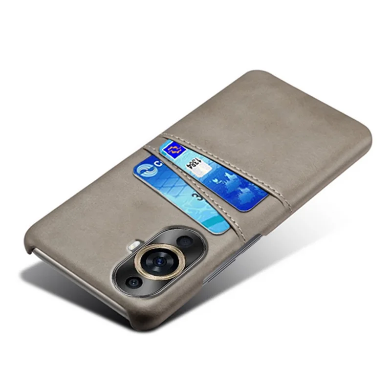 PU Leather+PC Case for Huawei nova 11 Pro / nova 11 Ultra , Shockproof Phone Cover with Dual Card Slots - Grey