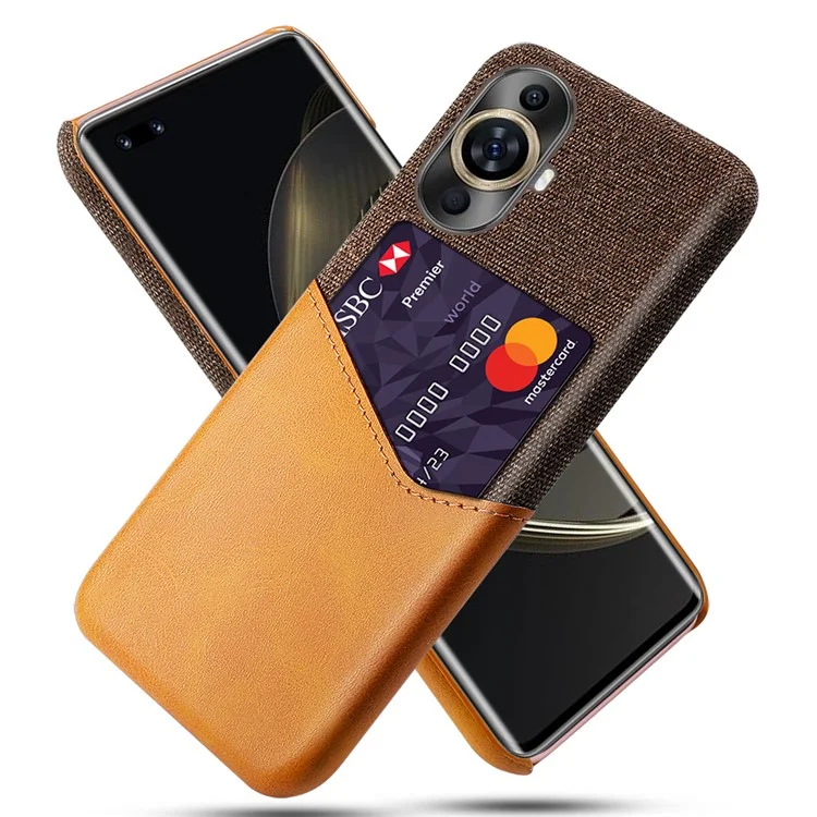 Handyhülle für Huawei nova 11 Pro / nova 11 Ultra, PU-Leder + PC-Gewebestruktur Hülle mit Kartenfach - Orange