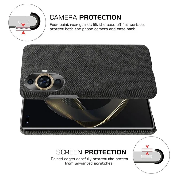 Para Huawei nova 11 Pro / nova 11 Ultra Capa de Telefone de Pano+PC Rígido Anti-Riscos - Preto
