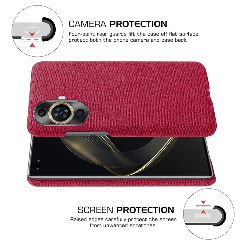 For Huawei nova 11 Pro / nova 11 Ultra Cloth+Hard PC Phone Case Anti-scratch Cell Phone Cover - Red