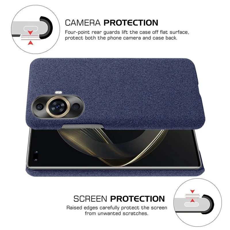 For Huawei nova 11 Pro / nova 11 Ultra Cloth+Hard PC Phone Case Anti-scratch Cell Phone Cover - Blue