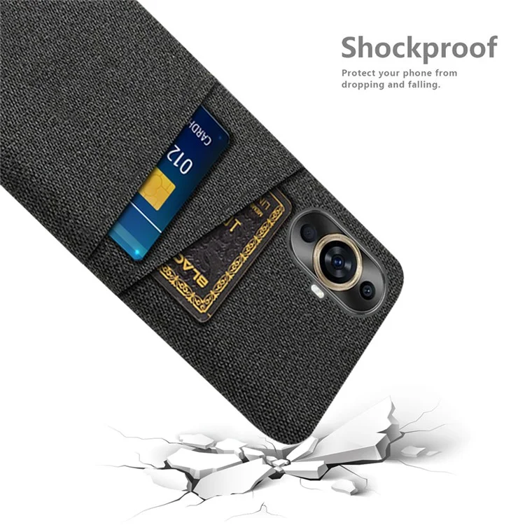 For Huawei nova 11 Pro / nova 11 Ultra Dual Card Slots Phone Case Hard PC + Cloth Phone Cover - Black