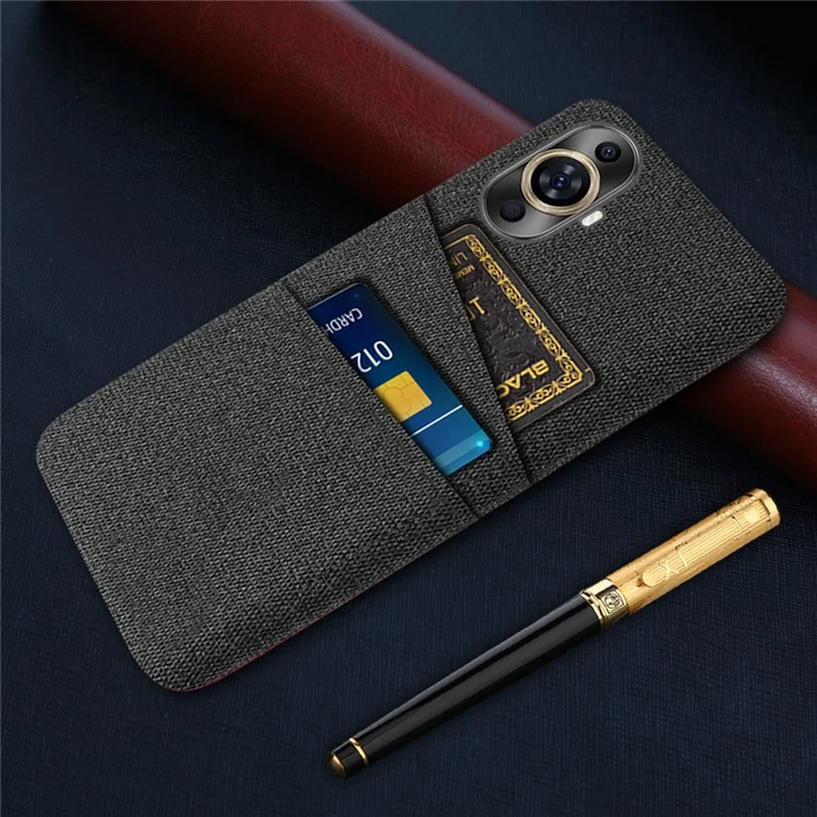 For Huawei nova 11 Pro / nova 11 Ultra Dual Card Slots Phone Case Hard PC + Cloth Phone Cover - Black