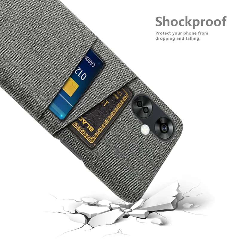 Para OnePlus Nord CE3 5G / CE 3 Lite 5G / Nord N30 5G Funda para teléfono móvil Carcasa dura de PC + Tela Funda para teléfono móvil con dos ranuras para tarjetas - Gris