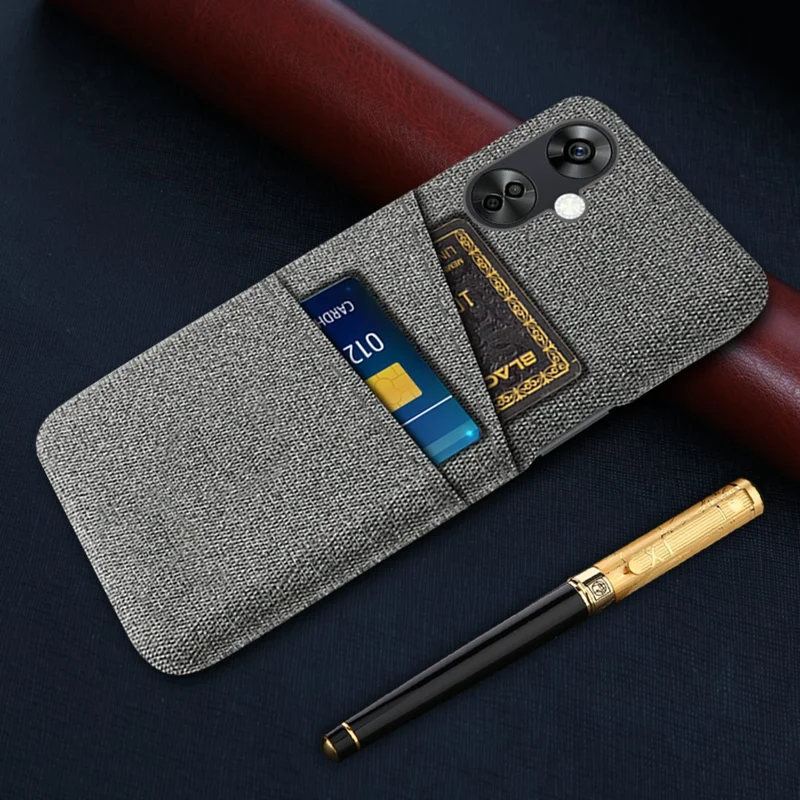 Para OnePlus Nord CE3 5G / CE 3 Lite 5G / Nord N30 5G Funda para teléfono móvil Carcasa dura de PC + Tela Funda para teléfono móvil con dos ranuras para tarjetas - Gris