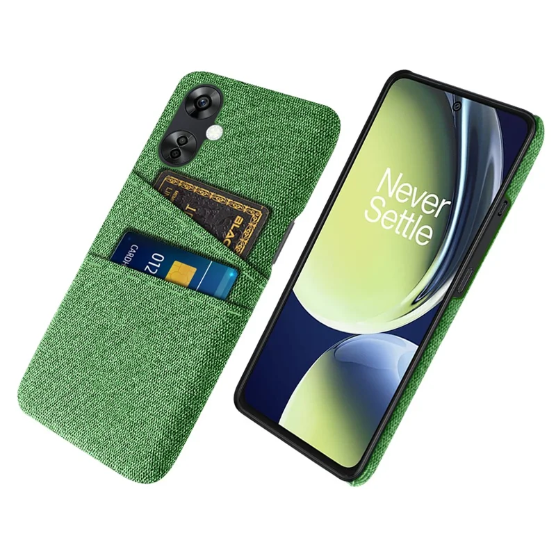 Für OnePlus Nord CE3 5G / CE 3 Lite 5G / Nord N30 5G Handyhülle, Harte PC + Tuch-Handyhülle mit Doppelkartenslots - Grün