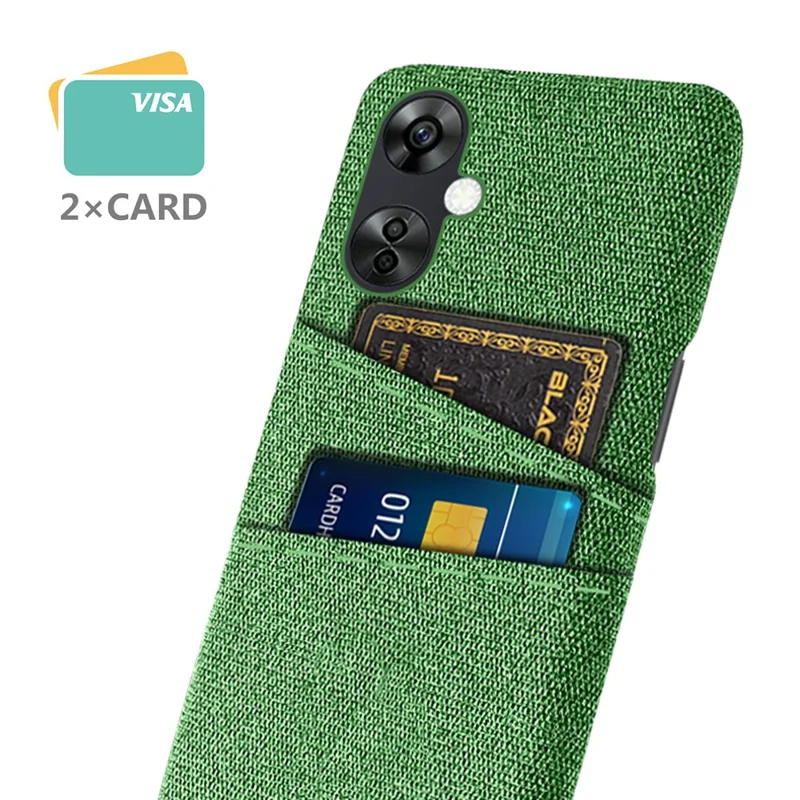 Für OnePlus Nord CE3 5G / CE 3 Lite 5G / Nord N30 5G Handyhülle, Harte PC + Tuch-Handyhülle mit Doppelkartenslots - Grün