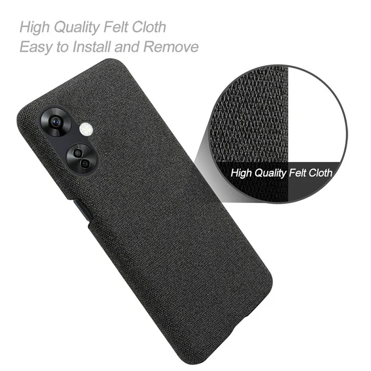 For OnePlus Nord CE3 5G / CE 3 Lite 5G / Nord N30 5G Shockproof Non-Slip Case Cloth+Hard PC Protective Phone Cover - Black