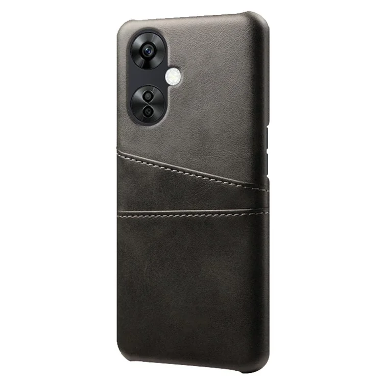 For OnePlus Nord CE3 5G / CE 3 Lite 5G / Nord N30 5G PU Leather Coated PC Case Cover Mobile Phone Shell with Dual Card Slots - Black