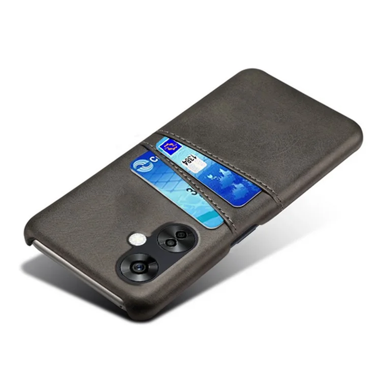 For OnePlus Nord CE3 5G / CE 3 Lite 5G / Nord N30 5G PU Leather Coated PC Case Cover Mobile Phone Shell with Dual Card Slots - Black