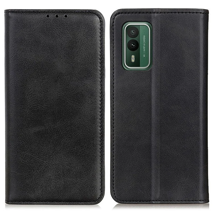 Pour Nokia XR21 Wallet Phone Case Protection contre les chutes Support Stand TPU+Split Leather Mobile Phone Shell Cover - Noir