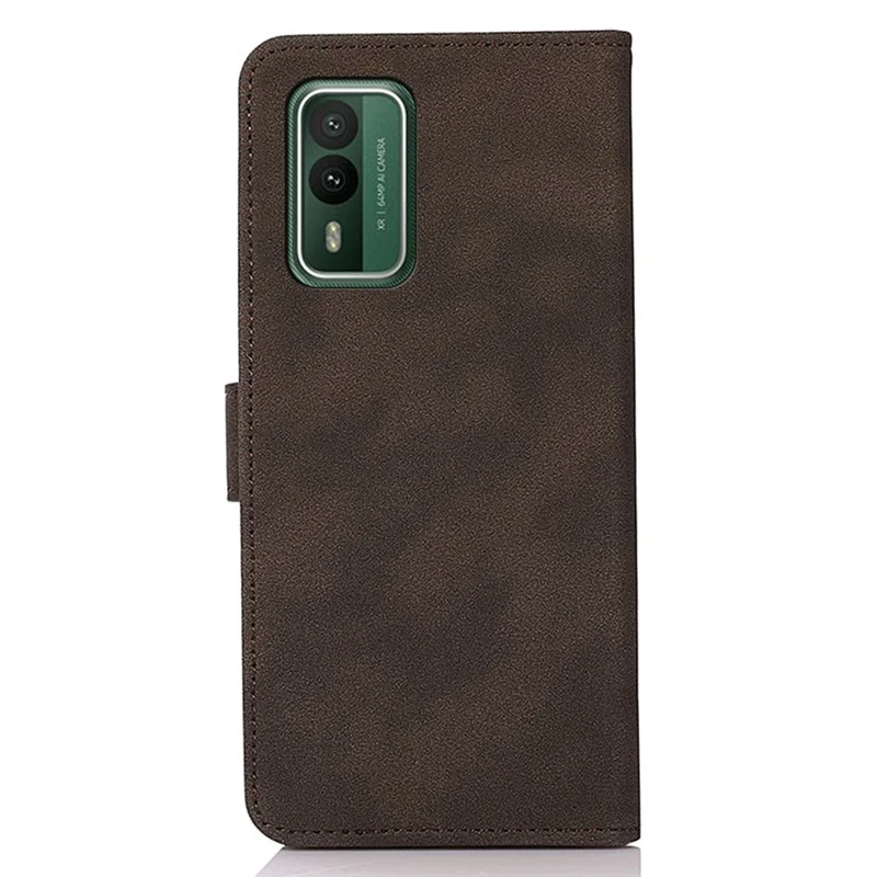 KHAZNEH For Nokia XR21 Phone Case Textured PU Leather Flip Wallet Anti-Dust Stand Cover - Brown