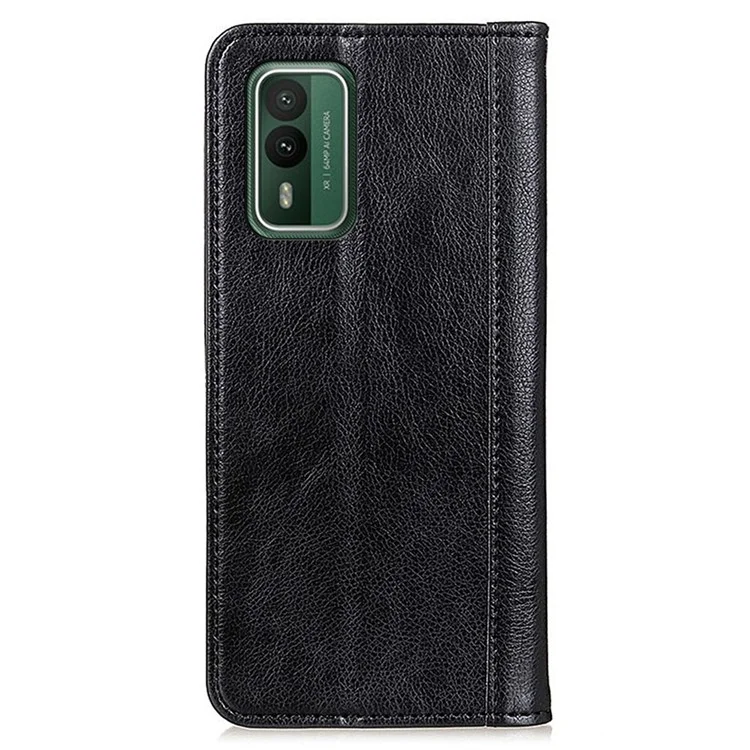 Pour Nokia XR21 Magnetic Closure Cell Phone Cover Wallet Split Leather Litchi Texture Phone Case - Noir