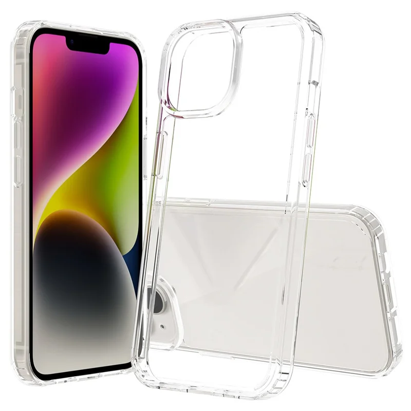 Para iPhone 15 HD Clear Design Acrylic+TPU Hybrid Phone Case Cover Anti-Scratch Smartphone Shell