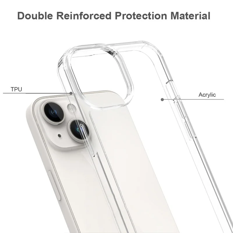 Para iPhone 15 HD Clear Design Acrylic+TPU Hybrid Phone Case Cover Anti-Scratch Smartphone Shell