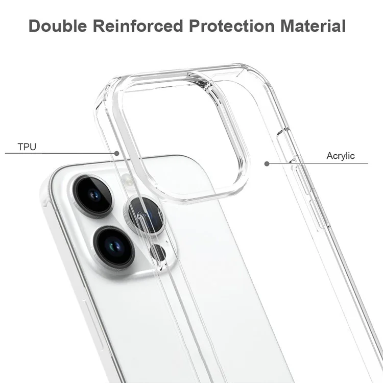 Для iPhone 15 Pro Slim-Fit Hybrid Phone Cover Shell Anti-Scratch Clear Acrylic+TPU Mobile Phone Case