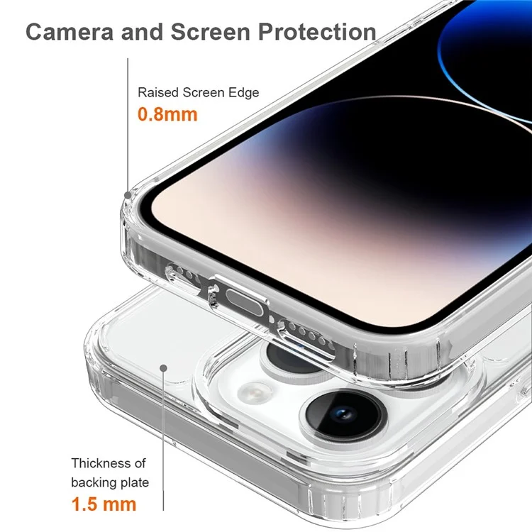Для iPhone 15 Pro Slim-Fit Hybrid Phone Cover Shell Anti-Scratch Clear Acrylic+TPU Mobile Phone Case