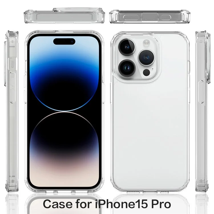 Для iPhone 15 Pro Slim-Fit Hybrid Phone Cover Shell Anti-Scratch Clear Acrylic+TPU Mobile Phone Case