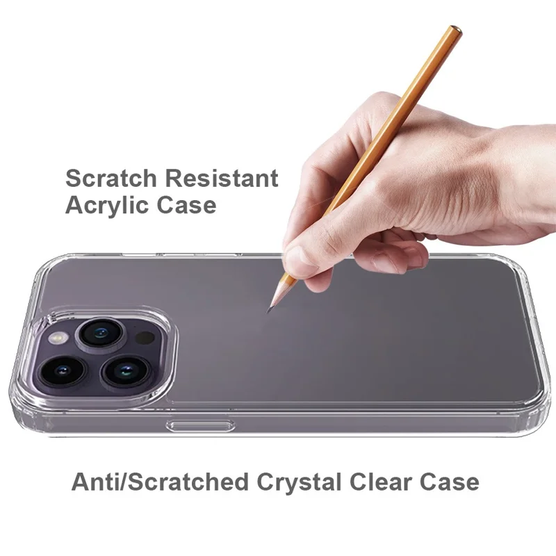 Para iPhone 15 Pro Max Carcasa de teléfono móvil a prueba de golpes de acrílico + TPU híbrida Funda clara anti-arañazos