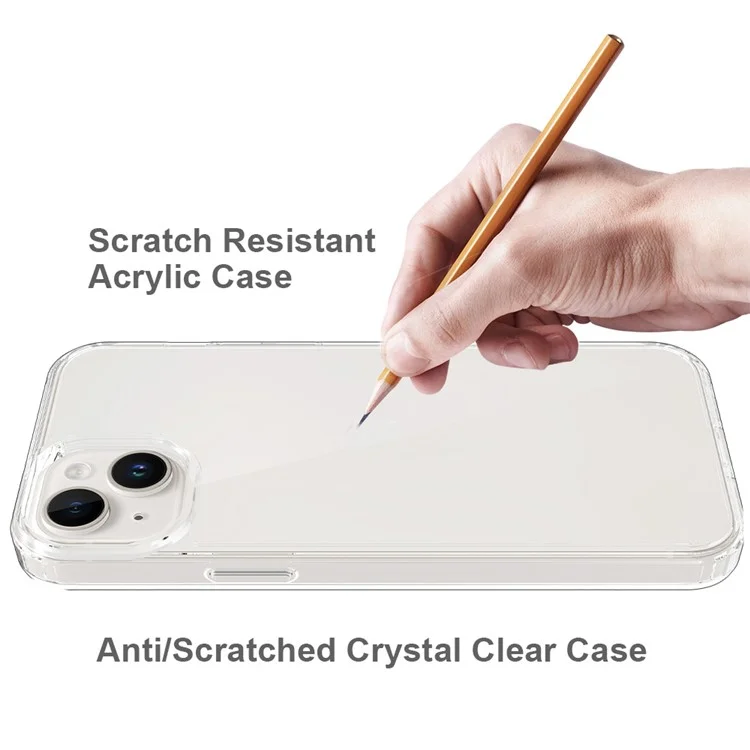 For iPhone 15 Plus Clear Acrylic+TPU Hybrid Phone Cover Anti-Scratch Mobile Phone Case Shell