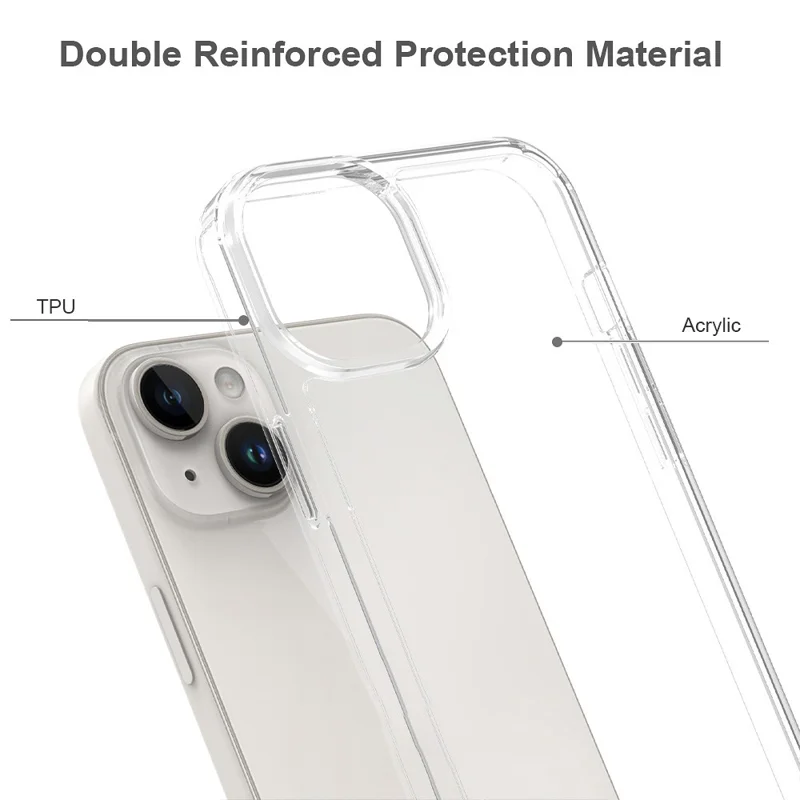 For iPhone 15 Plus Clear Acrylic+TPU Hybrid Phone Cover Anti-Scratch Mobile Phone Case Shell
