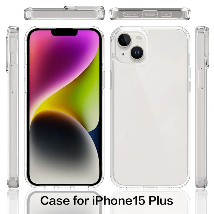 For iPhone 15 Plus Clear Acrylic+TPU Hybrid Phone Cover Anti-Scratch Mobile Phone Case Shell
